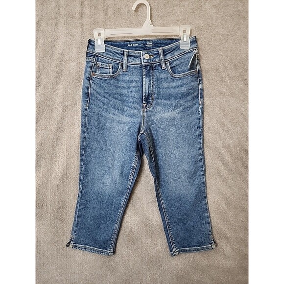 Old Navy Rockstar Slim Capri Jeans Womens 2 Blue Medium Wash Stretch NEW - Picture 4 of 12